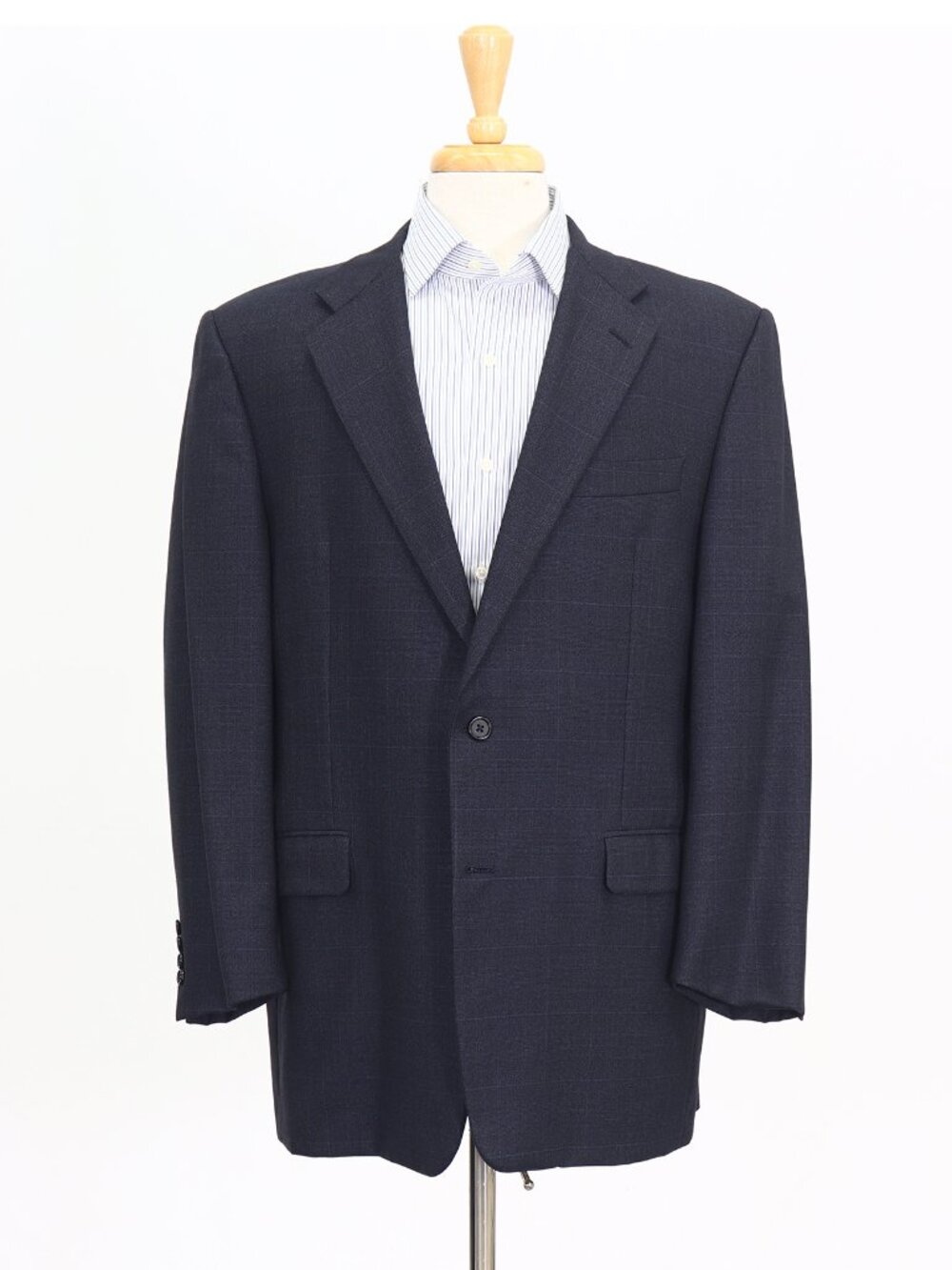 Hickey Freeman 43R Navy Blazer Sport Coat Jacket 2-Button Check M037